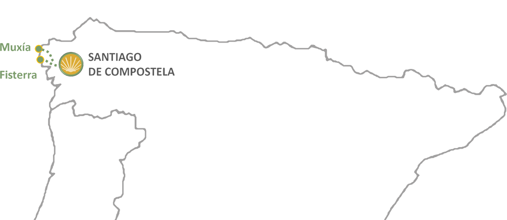 Mapa del Camino de Santiago de Fisterra Muxía